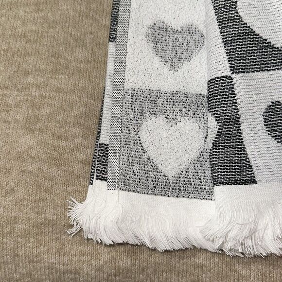 cupcakes and cashmere White Black Checkered Heart Grid Cotton Blend Tea Towels - Picture 6 of 6